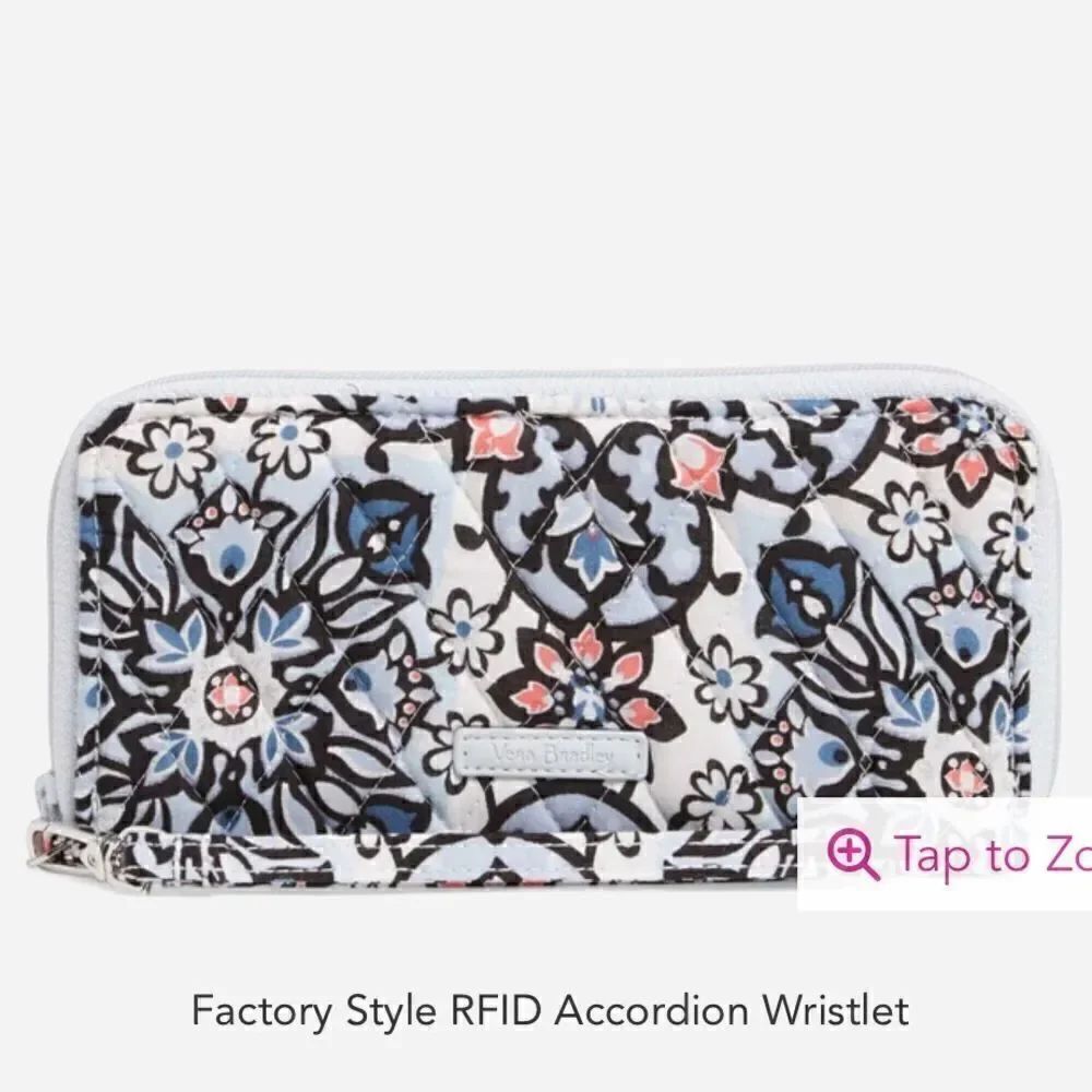 Vera Bradley Factory Style RFID Accordion Wristlet in Lisbon Medallion NWT